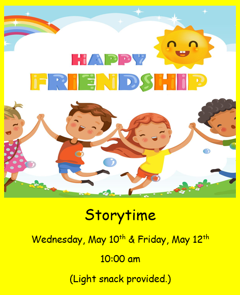 Happy Friendship Storytime - Light snack provided