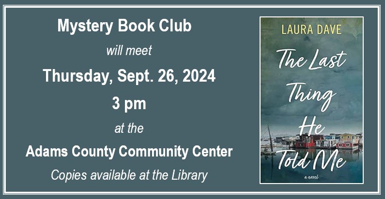 Mystery Book Club selection for Sept. 26, 2024 Mystery Book Club selection for Sept. 26, 2024