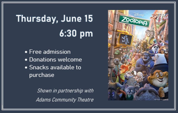 Thursday Free Movie Zootopia on Thursday, June 15, 2023