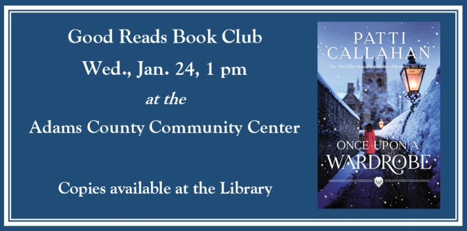Good Reads Book Club meets Jan. 24, 2024 at 1 pm