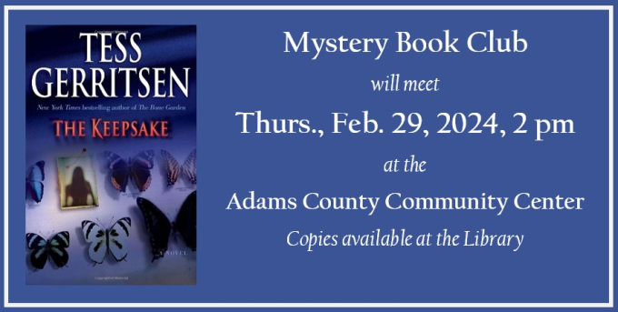 Mystery Book Club for February Mystery Book Club for February