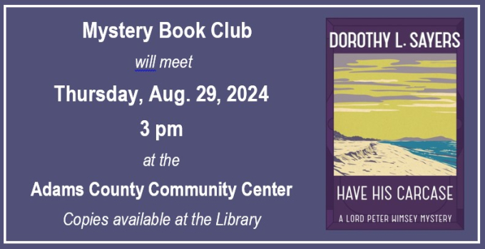 Mystery Book Club for August Mystery Book Club for August