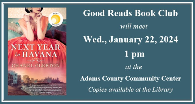 Good Reads Book Club Jan. 22, 2024 Good Reads Book Club Jan. 22, 2024