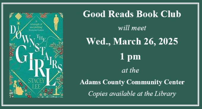 Good Reads Book Club March 26 at 1 pm