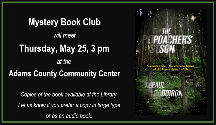 Mystery Book Club meets May 23 at 3pm