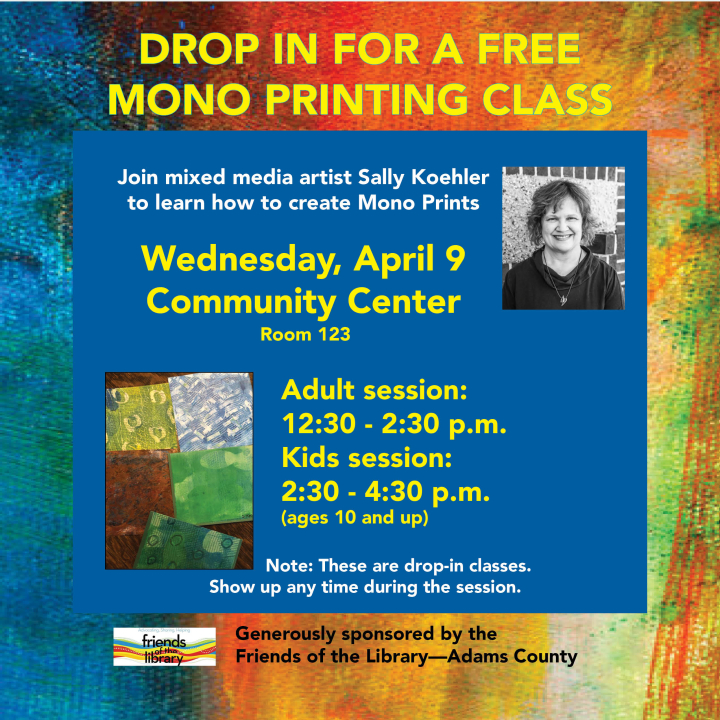 Learn Mono Printing with artist Sally Koeher, April 9, 2025 Learn Mono Printing with artist Sally Koeher, April 9, 2025
