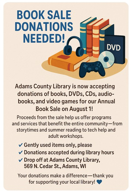 Book Sale 2025 donation request